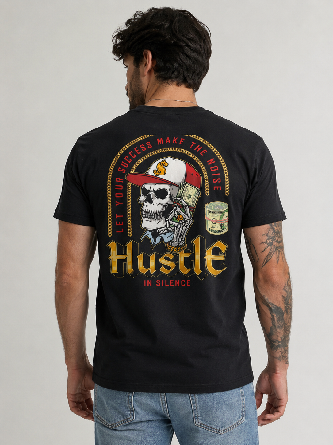 Hustle design in full color print