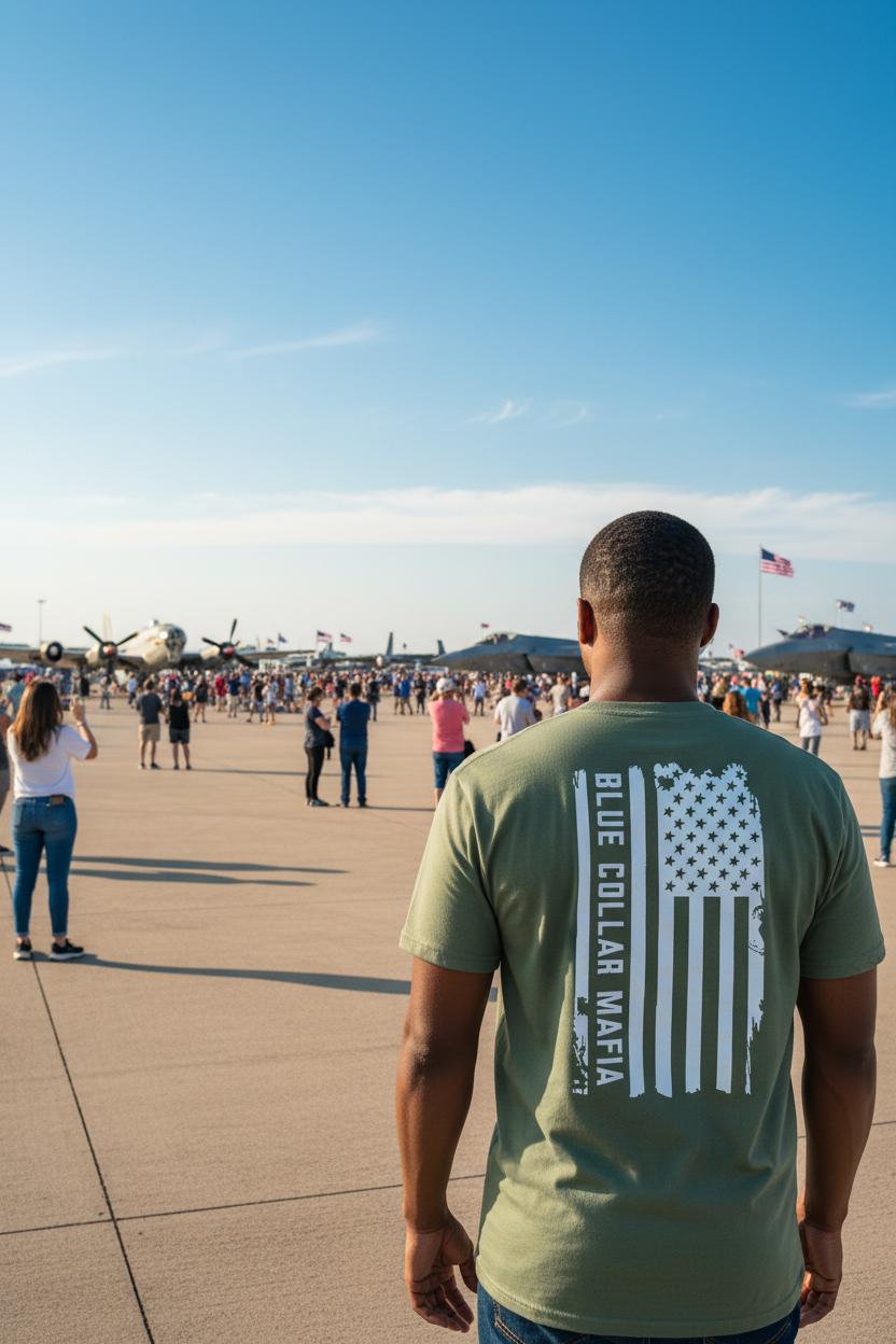 Blue Collar Mafia Flag Tee - Airshow Ground Jets